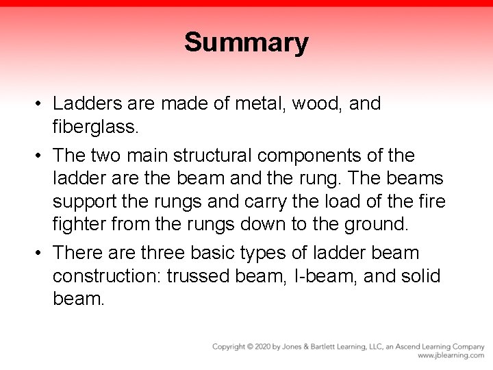 Summary • Ladders are made of metal, wood, and fiberglass. • The two main Summary • Ladders are made of metal, wood, and fiberglass. • The two main