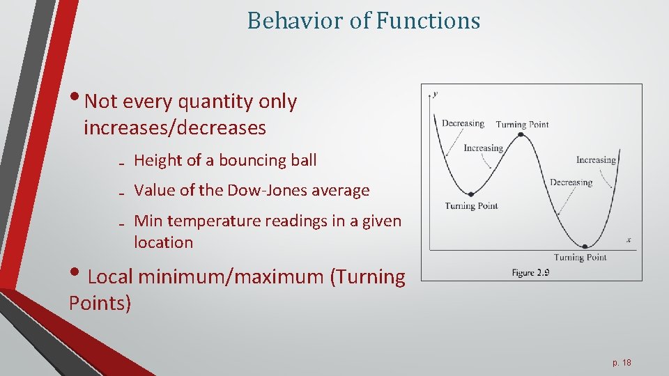 Behavior of Functions • Not every quantity only increases/decreases ₋ Height of a bouncing