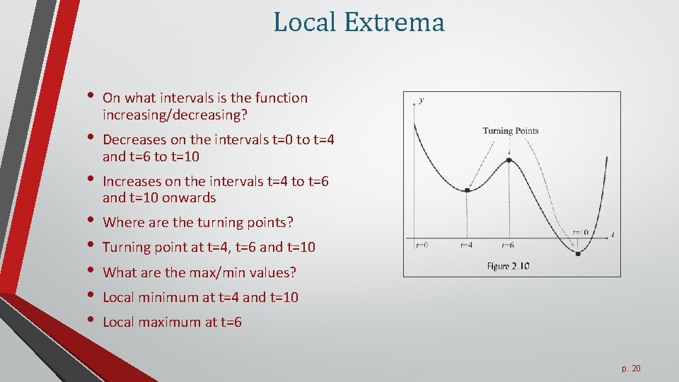 Local Extrema • • On what intervals is the function increasing/decreasing? Decreases on the