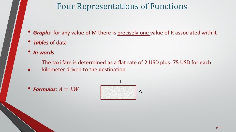 Four Representations of Functions • L W p. 5 