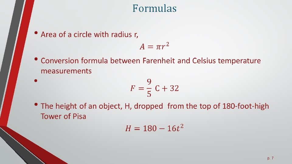 Formulas • p. 7 