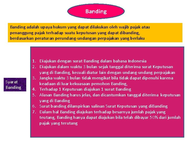 Banding adalah upaya hukum yang dapat dilakukan oleh wajib pajak atau penanggung pajak terhadap