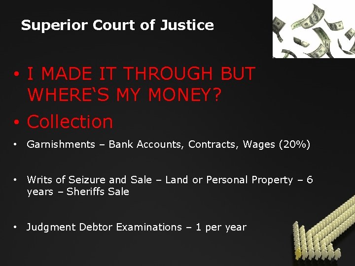 Superior Court of Justice • I MADE IT THROUGH BUT WHERE‘S MY MONEY? •
