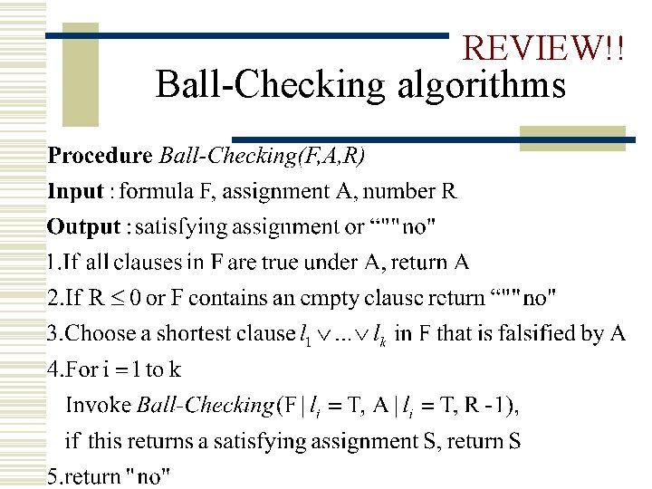 REVIEW!! Ball-Checking algorithms 