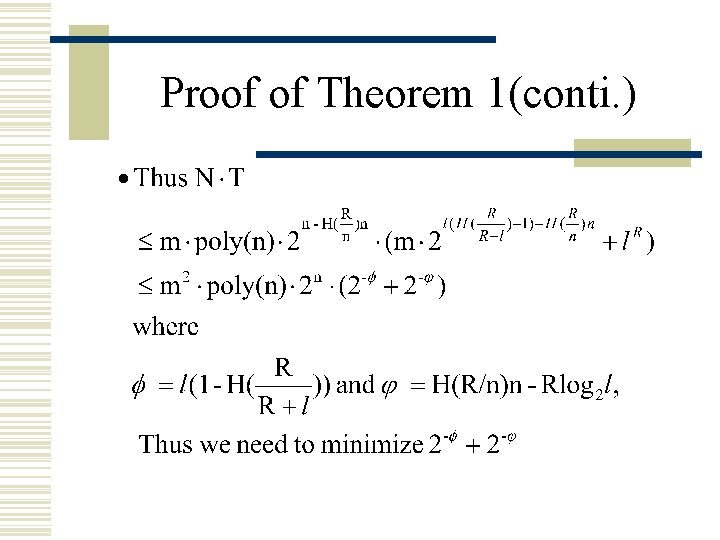 Proof of Theorem 1(conti. ) 