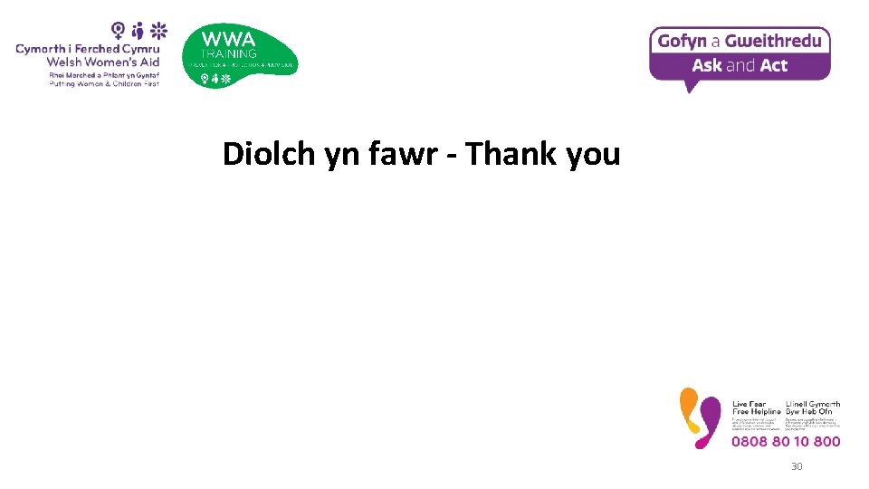 Diolch yn fawr - Thank you 30 