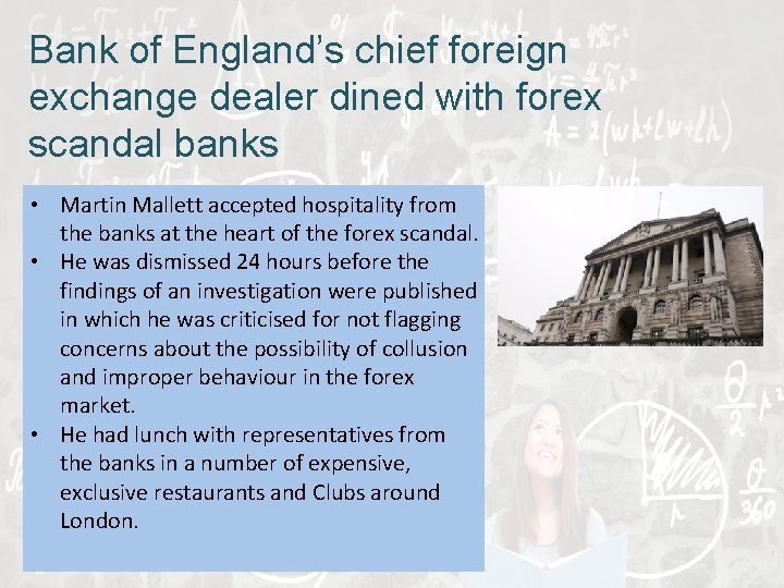Bank of England’s chief foreign exchange dealer dined with forex scandal banks • Martin