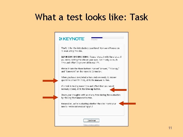 What a test looks like: Task 11 