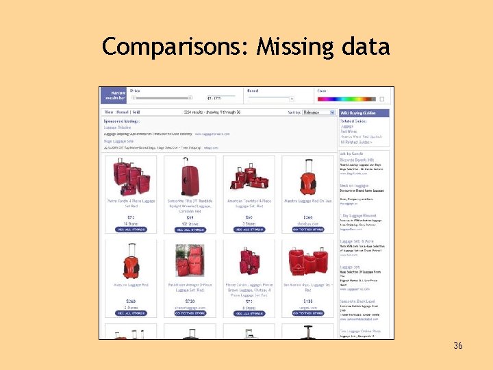 Comparisons: Missing data 36 
