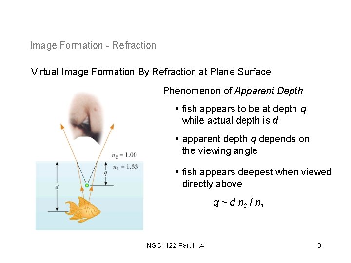 Image Formation - Refraction Virtual Image Formation By Refraction at Plane Surface Phenomenon of Image Formation - Refraction Virtual Image Formation By Refraction at Plane Surface Phenomenon of