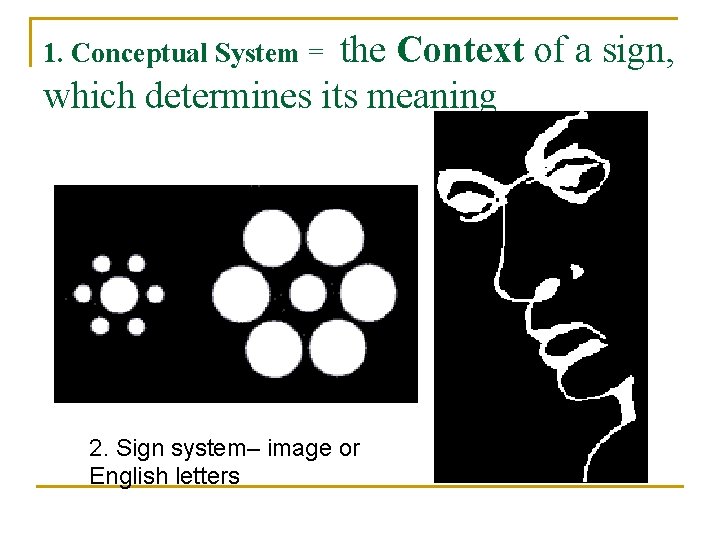 the Context of a sign, which determines its meaning 1. Conceptual System = 2.