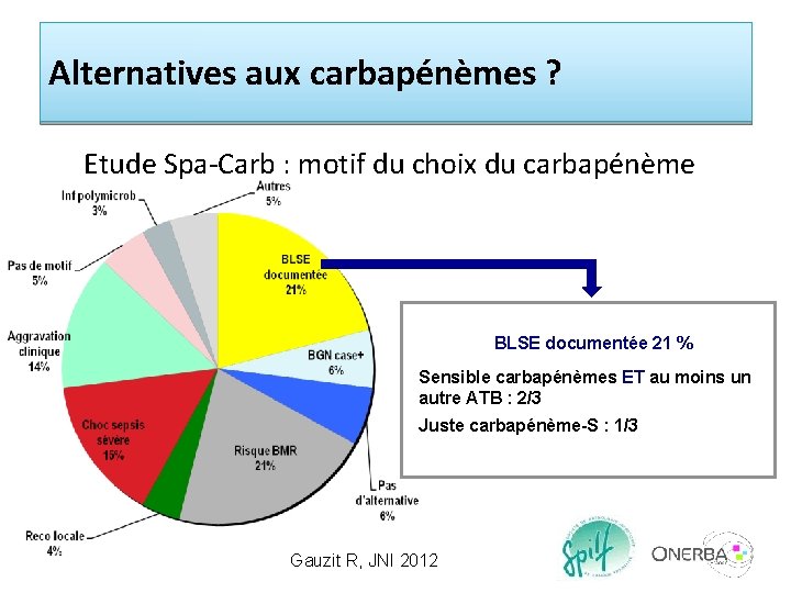 Alternatives aux carbapénèmes ? Etude Spa-Carb : motif du choix du carbapénème BLSE documentée