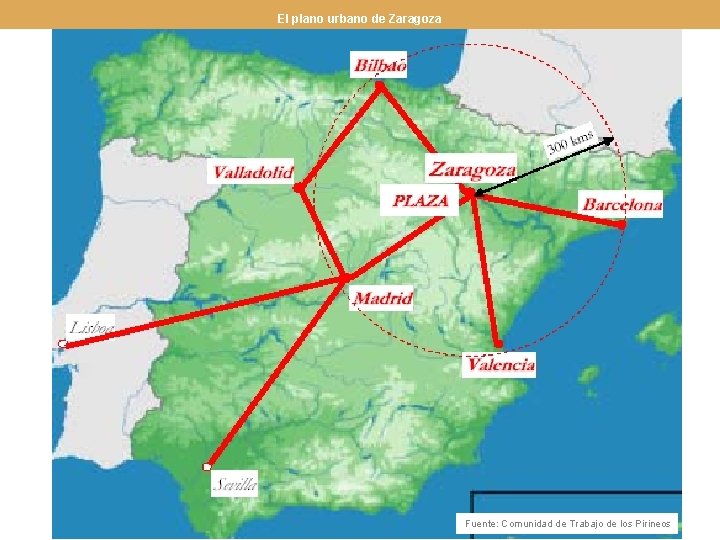 El plano urbano de Zaragoza Fuente: Comunidad de Trabajo de los Pirineos 