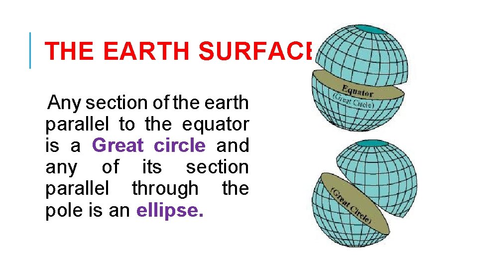 THE EARTH SURFACE Any section of the earth parallel to the equator is a