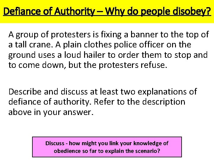 Defiance of Authority – Why do people disobey? A group of protesters is fixing Defiance of Authority – Why do people disobey? A group of protesters is fixing