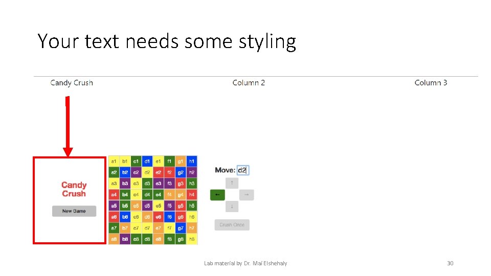 Your text needs some styling Lab material by Dr. Mai Elshehaly 30 Your text needs some styling Lab material by Dr. Mai Elshehaly 30