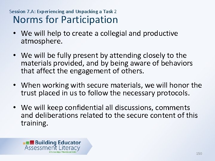 Session 7. A: Experiencing and Unpacking a Task 2 Norms for Participation • We