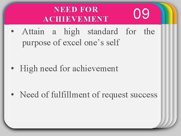 NEED FOR ACHIEVEMENT 09 WINTER • Attain a high standard for the Template purpose
