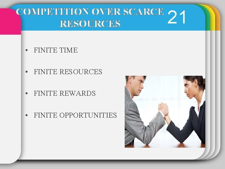COMPETITION OVER SCARCE RESOURCES • FINITE TIME • FINITE RESOURCES • FINITE REWARDS •