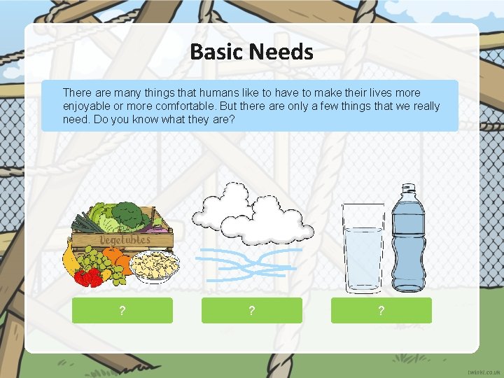 Basic Needs There are many things that humans like to have to make their
