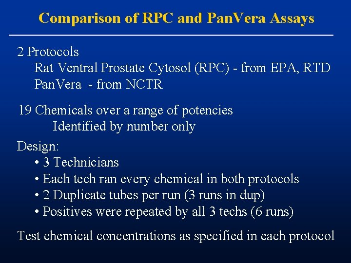 Comparison of RPC and Pan. Vera Assays 2 Protocols Rat Ventral Prostate Cytosol (RPC)