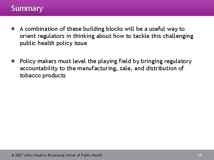 Summary A combination of these building blocks will be a useful way to orient