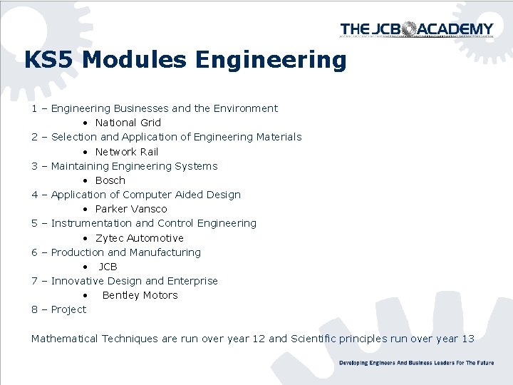 KS 5 Modules Engineering 1 – Engineering Businesses and the Environment • National Grid