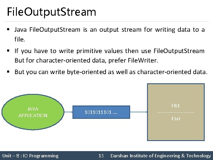 File. Output. Stream § Java File. Output. Stream is an output stream for writing