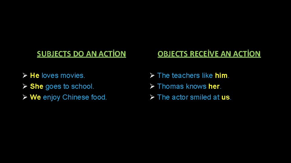 SUBJECTS DO AN ACTİON Ø He loves movies. Ø She goes to school. Ø