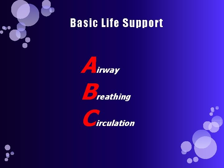 Basic Life Support A B C irway reathing irculation 