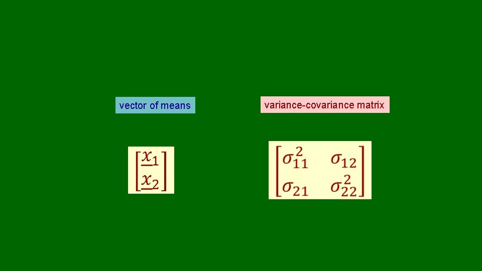 vector of means variance-covariance matrix 