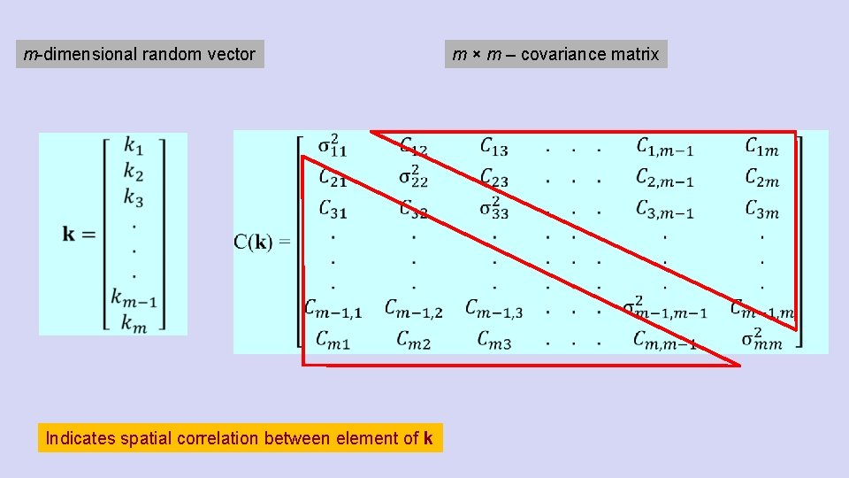 m-dimensional random vector Indicates spatial correlation between element of k m × m –