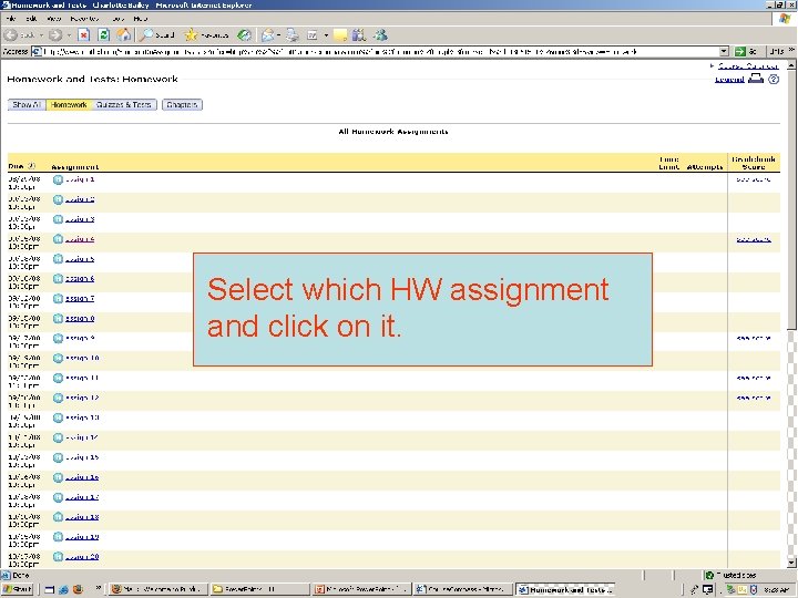 Select which HW assignment and click on it. 