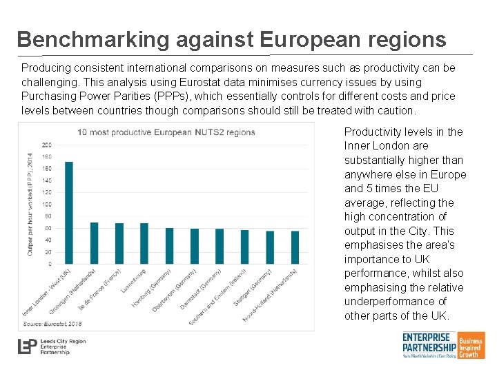 Benchmarking against European regions Producing consistent international comparisons on measures such as productivity can