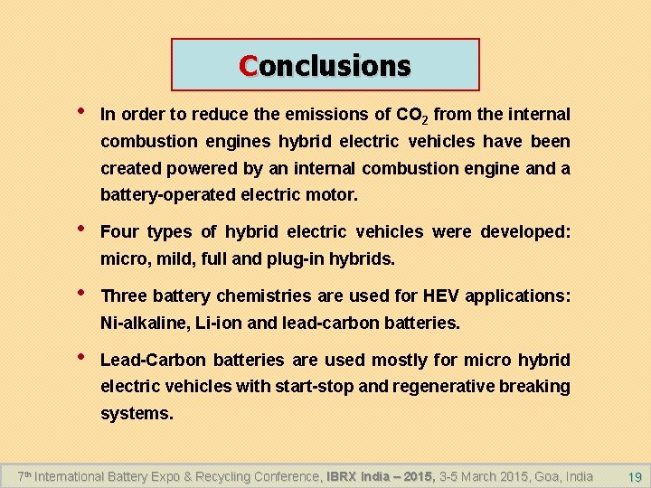 Conclusions • In order to reduce the emissions of CO 2 from the internal