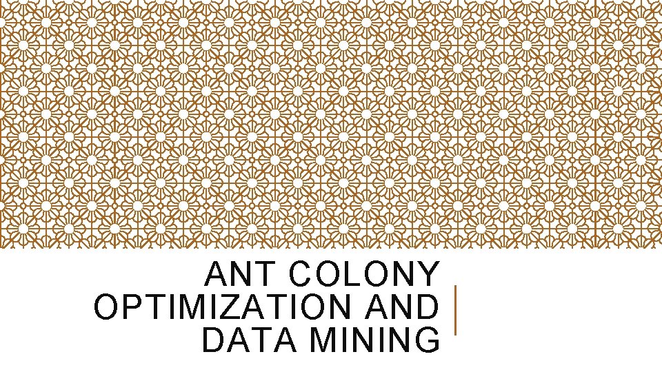 ANT COLONY OPTIMIZATION AND DATA MINING 