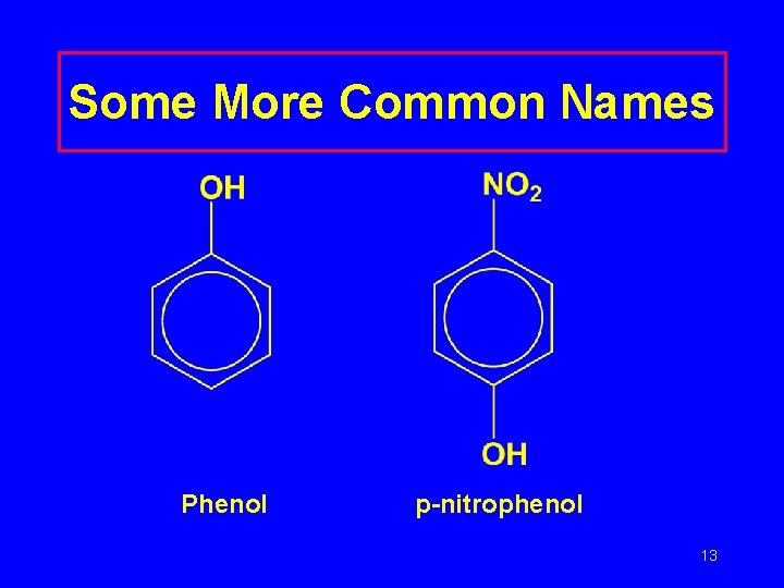 Some More Common Names Phenol p-nitrophenol 13 