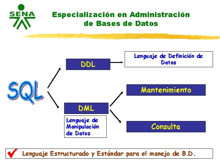 Especialización en Administración de Bases de Datos DDL Lenguaje de Definición de Datos Mantenimiento