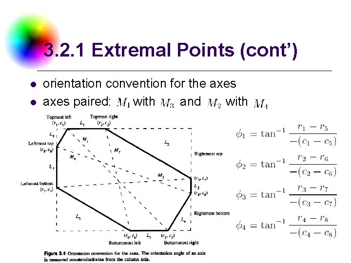 3. 2. 1 Extremal Points (cont’) l l orientation convention for the axes paired: