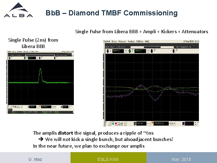 Bb. B – Diamond TMBF Commissioning Single Pulse from Libera BBB + Ampli +