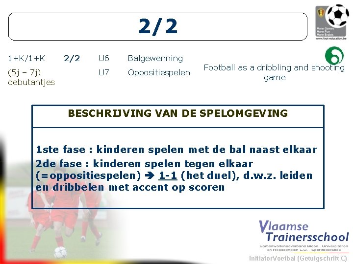 2/2 1+K/1+K (5 j – 7 j) debutantjes 2/2 U 6 Balgewenning U 7