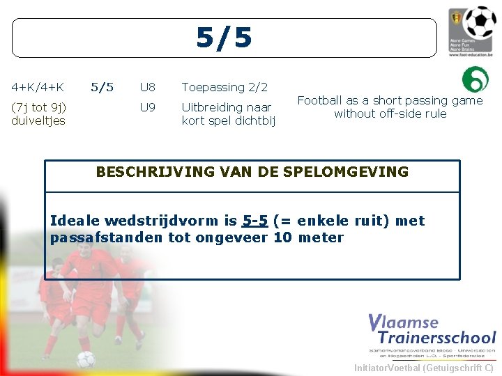 5/5 4+K/4+K (7 j tot 9 j) duiveltjes 5/5 U 8 Toepassing 2/2 U