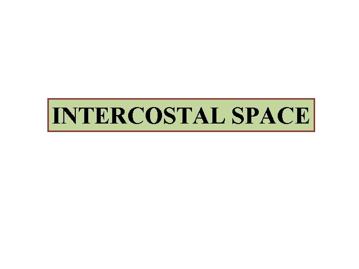 INTERCOSTAL SPACE  INTERCOSTAL SPACE