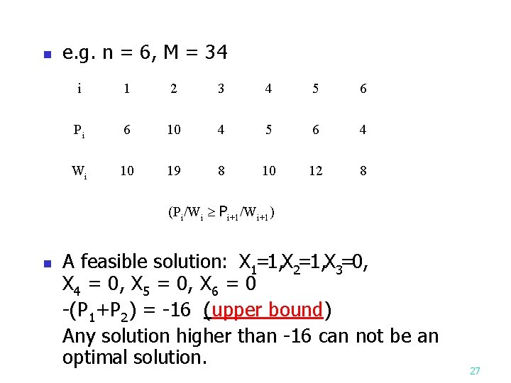 n e. g. n = 6, M = 34 i 1 2 3 4