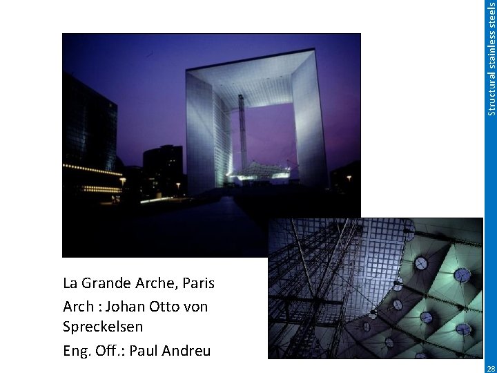 Structural stainless steels La Grande Arche, Paris Arch : Johan Otto von Spreckelsen Eng.