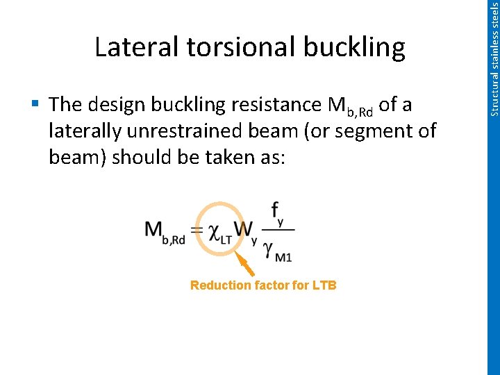 § The design buckling resistance Mb, Rd of a laterally unrestrained beam (or segment