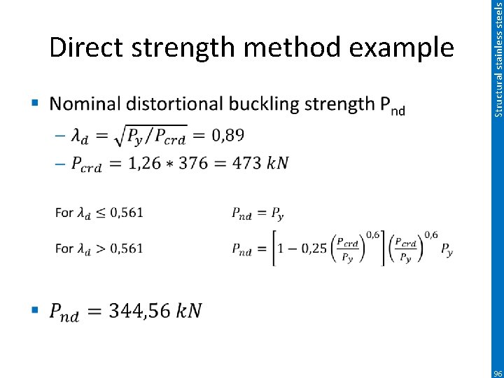 Structural stainless steels Direct strength method example 96 