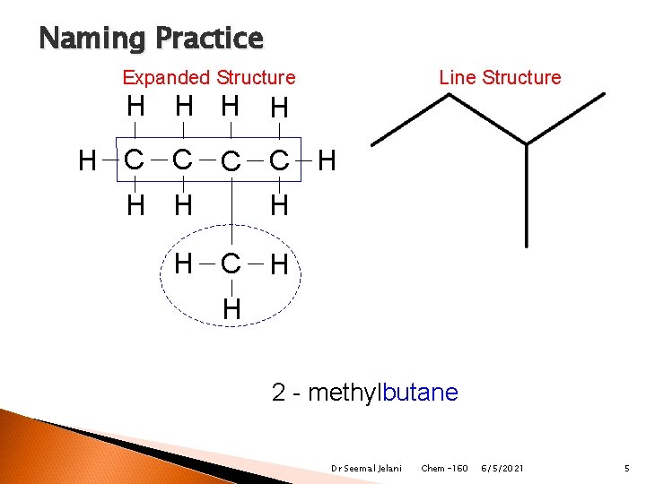 Naming Practice Line Structure Expanded Structure H H H C C H H H