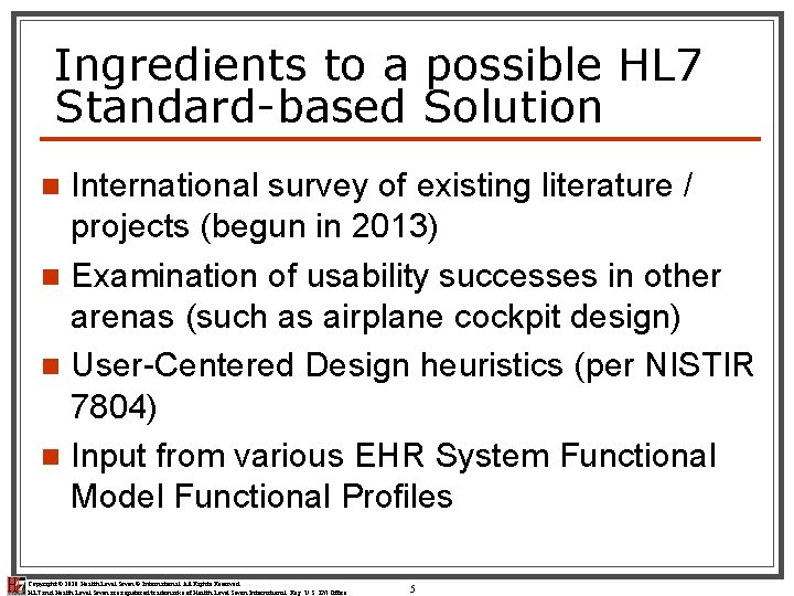 HL 7 Electronic Health Record System Usability Work