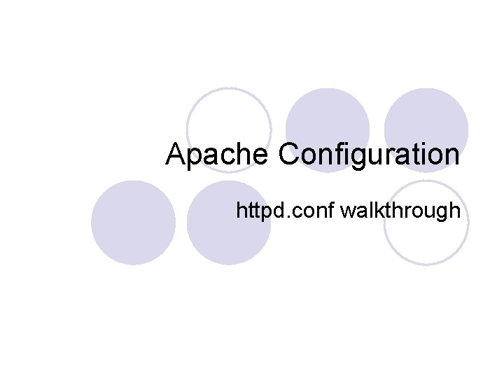 Apache Configuration httpd. conf walkthrough 